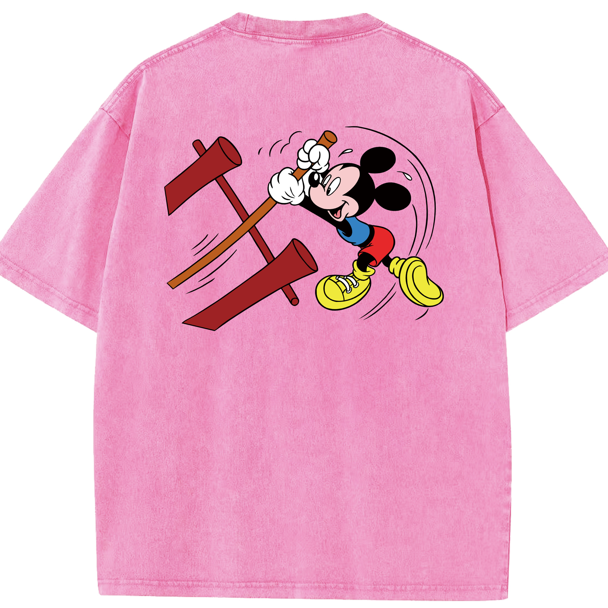 （画像用） ミッキーマウス Mickey Mouse 綿100% ヴィンテージ風 半袖Tシャツ（背面プリント）